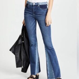 NWT Blank NYC The Waverly Multi-Panel Colorblock High Rise Flare Jeans Size 25